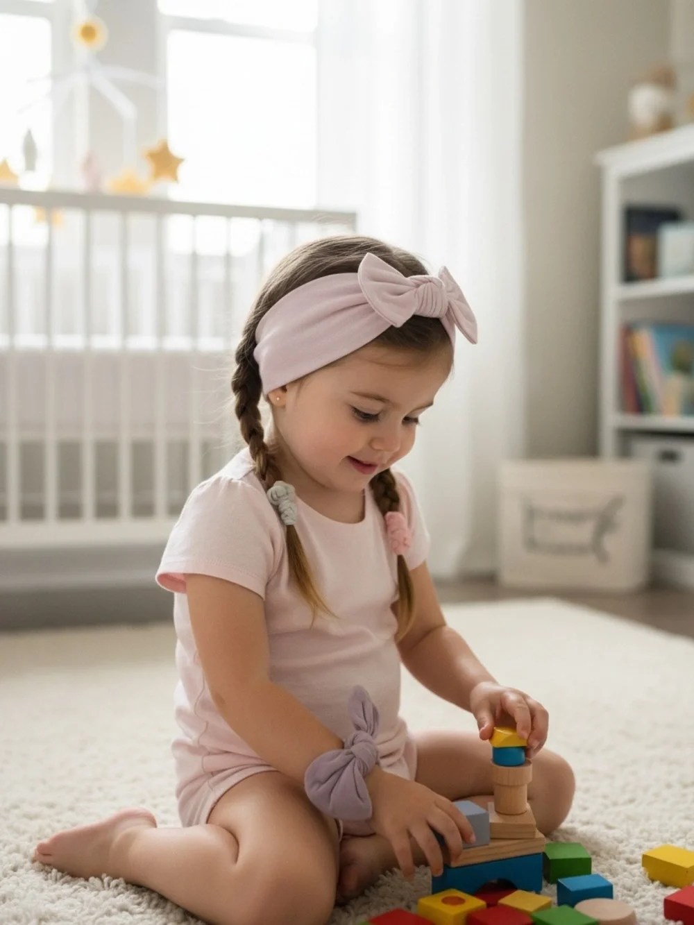 Handmade Baby Bow Headbands 3-Piece Set Pastel